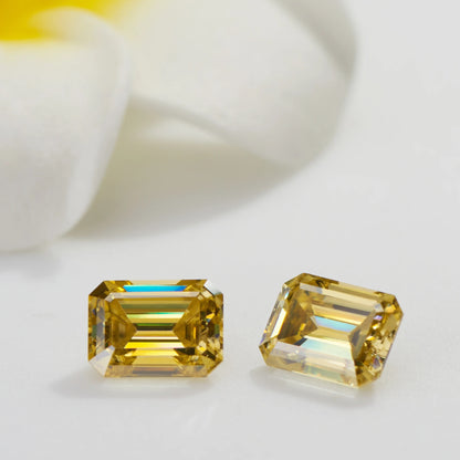 Sun Yellow Emerald Cut Moissanites