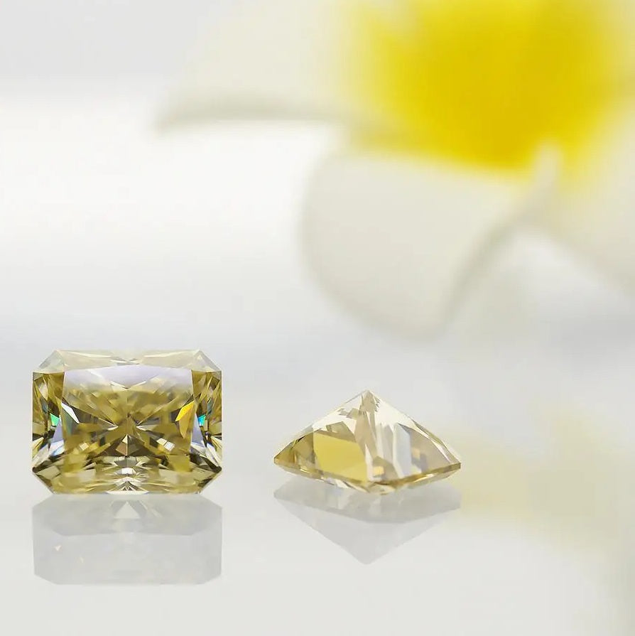 Champagne Radiant Cut Moissanites