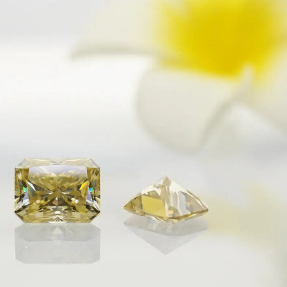 Champagne Radiant Cut Moissanites