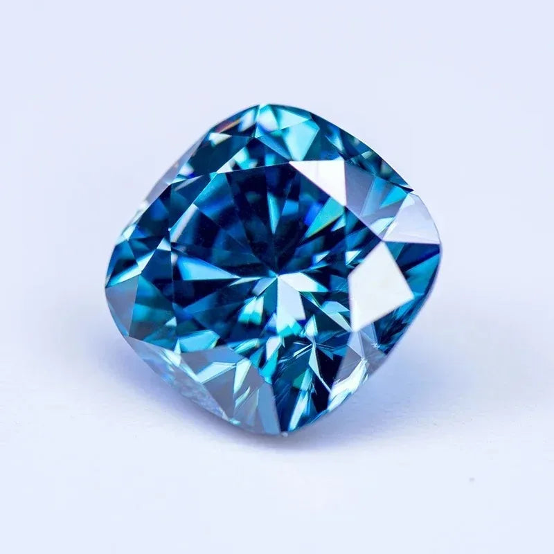 Cornflower Blue Cushion Cut Moissanites