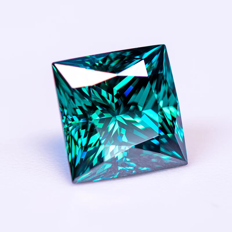 Emerald Green Princess Cut Moissanites