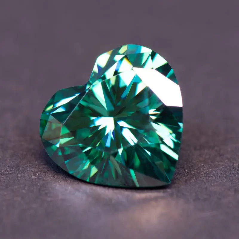 Emerald Green Heart Cut Moissanites