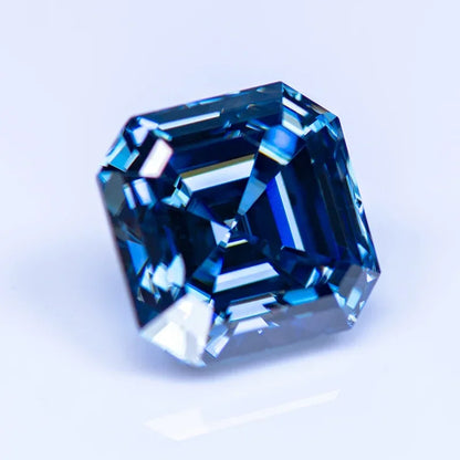 Royal Blue Asscher Cut Moissanites