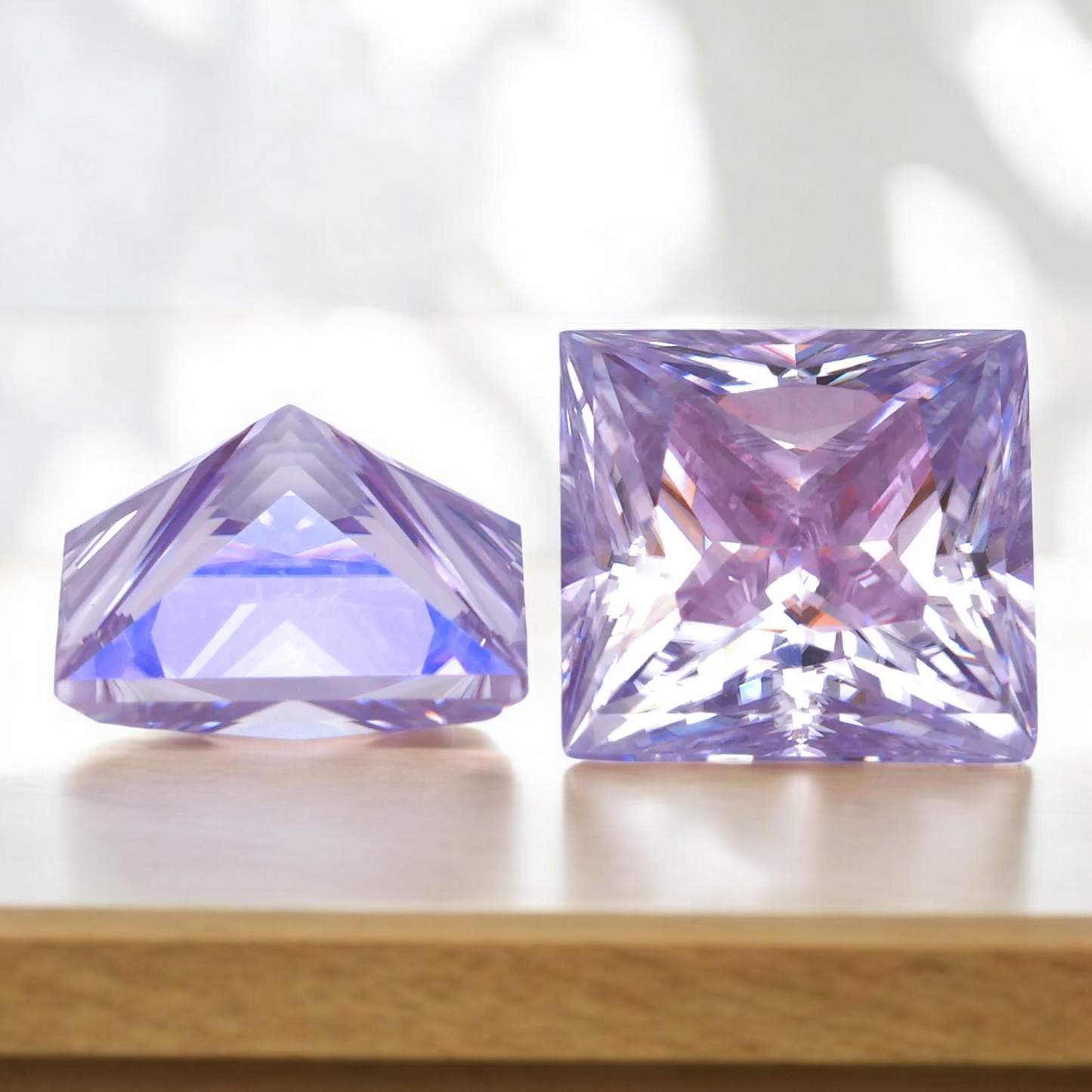 Lavender Princess Cut Moissanites