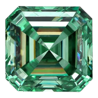 Green Asscher Cut Moissanites