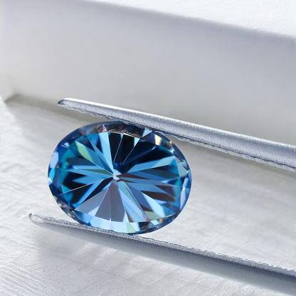 Cornflower Blue Oval Cut Moissanites