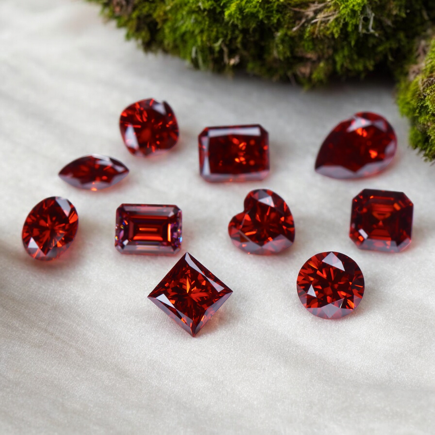 Pigeon Blood Red Radiant Cut Moissanites