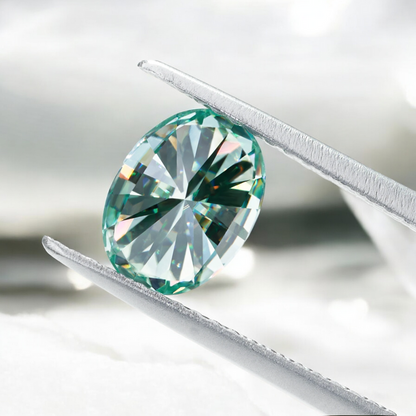 Blueish Green Oval Cut Moissanites