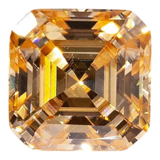 Vivid Champagne Asscher Cut Moissanites