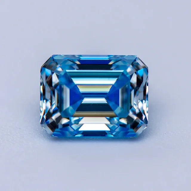 Sea Blue Emerald Cut Moissanites