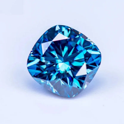 Cornflower Blue Cushion Cut Moissanites