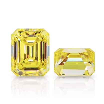 Vivid Canary Yellow Emerald Cut Moissanites