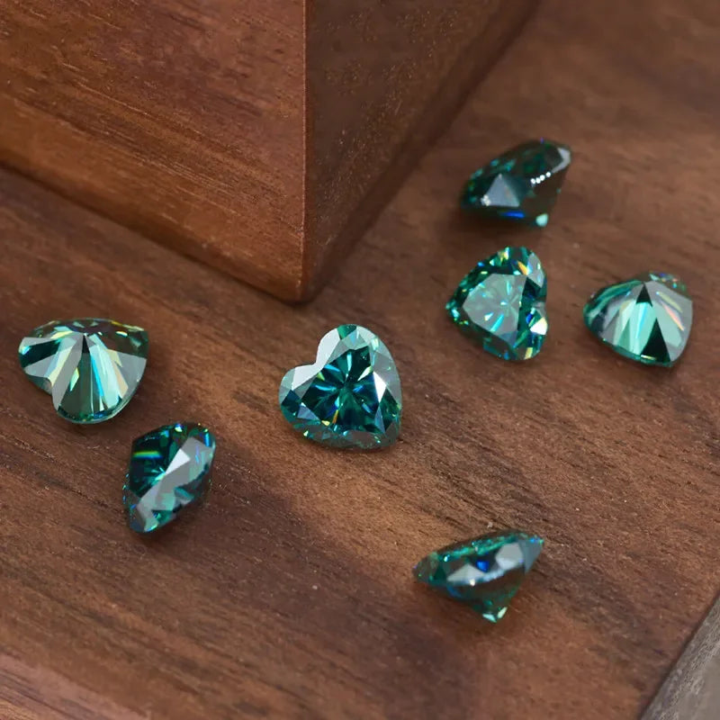 Green Heart Cut Moissanites