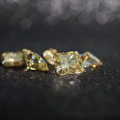 Champagne Radiant Cut Moissanites