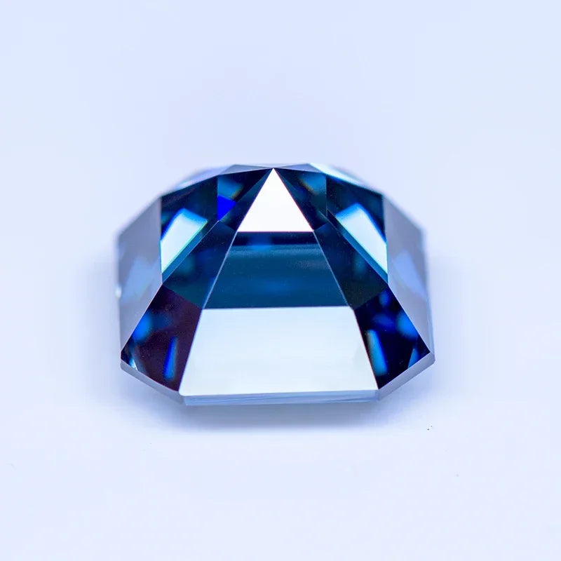 Royal Blue Asscher Cut Moissanites