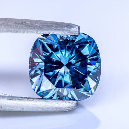 Royal Blue Cushion Cut Moissanites