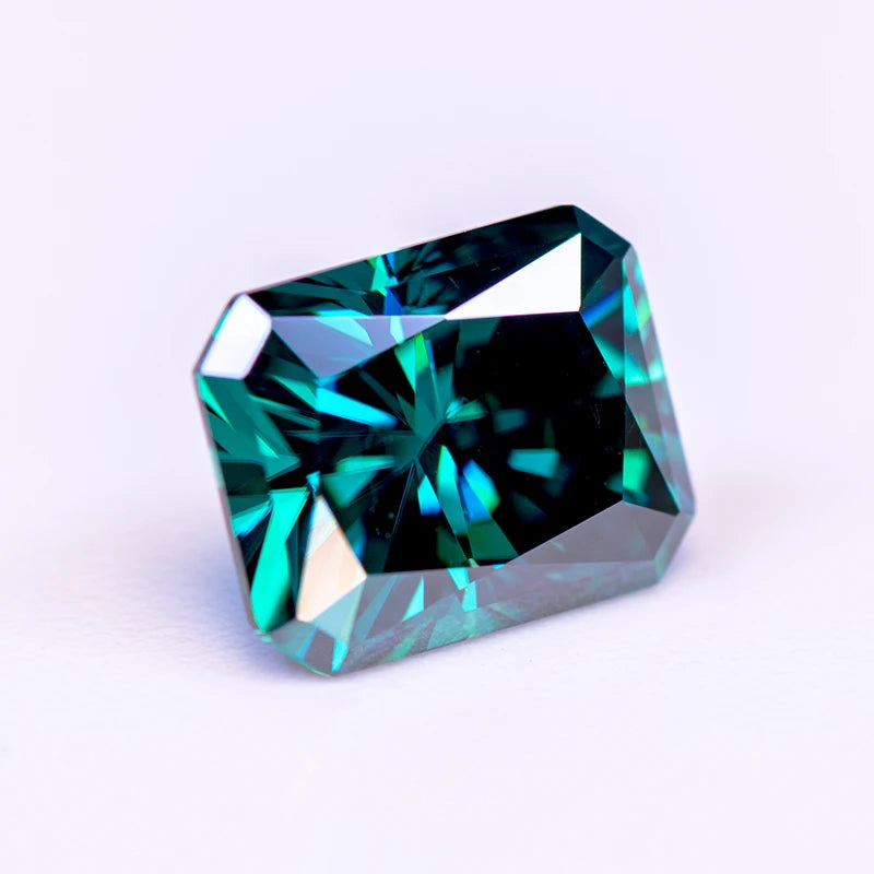 Emerald Green Radiant Cut Moissanites