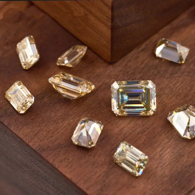 Champagne Emerald Cut Moissanites