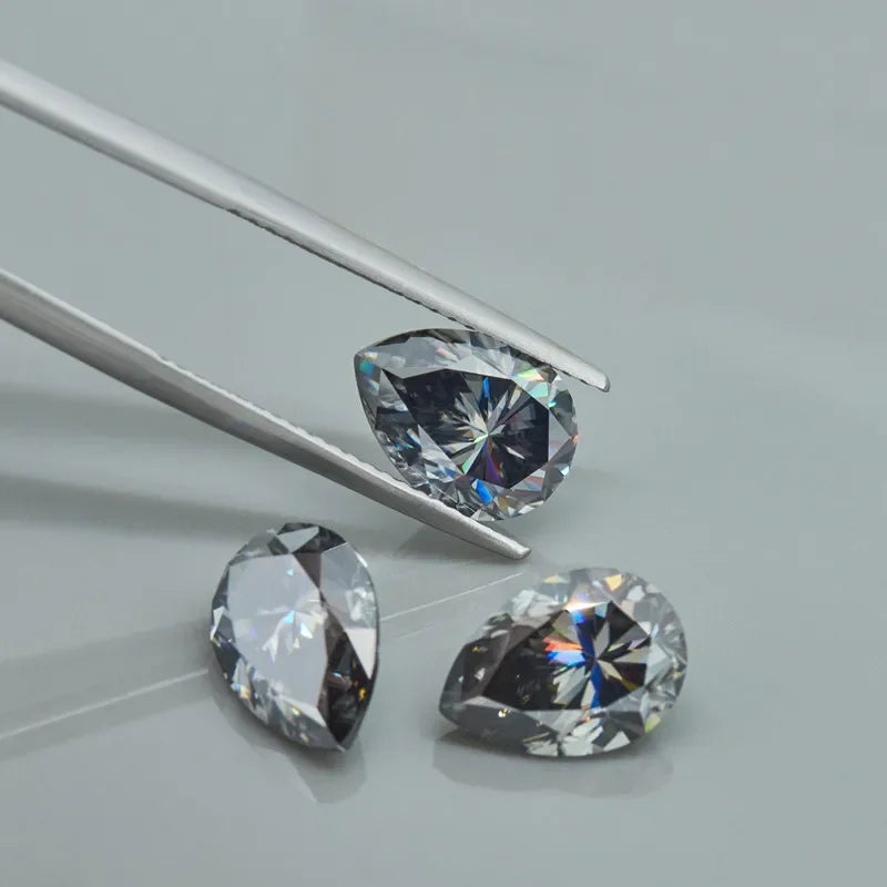 Grey Pear Cut Moissanites