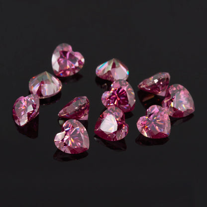 Vivid Pink Heart Cut Moissanites