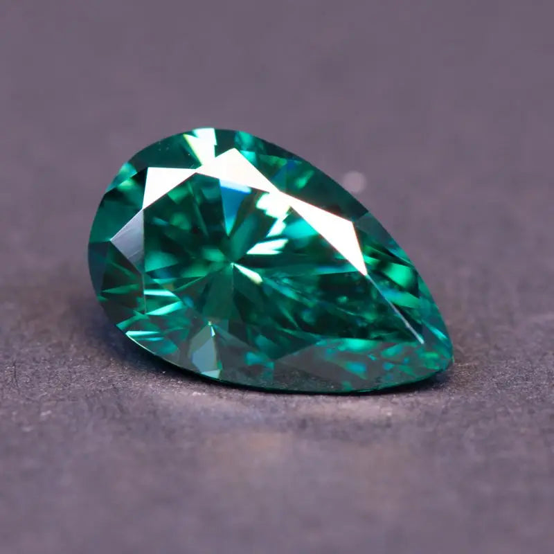 Emerald Green Pear Cut Moissanites