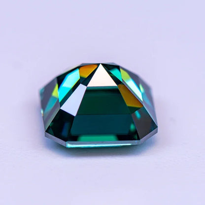 Emerald Green Asscher Cut Moissanites