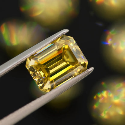 Sun Yellow Emerald Cut Moissanites