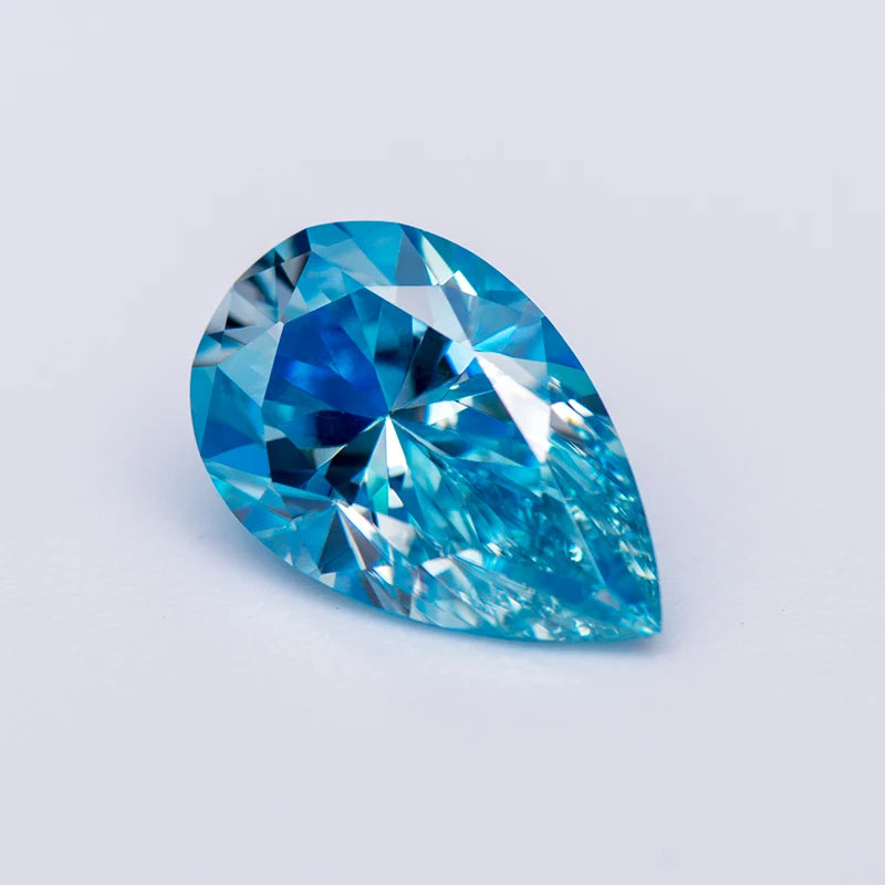 Sea Blue Pear Cut Moissanites