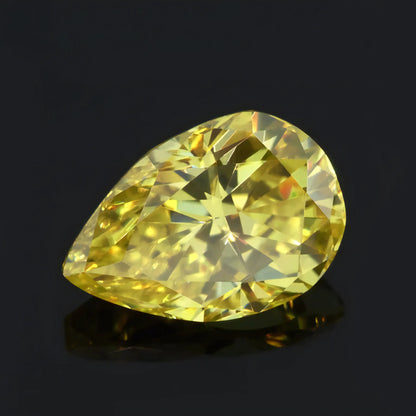 Vivid Canary Yellow Pear Cut Moissanites