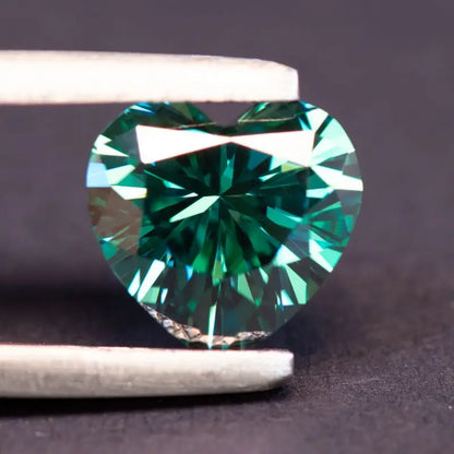 Emerald Green Heart Cut Moissanites