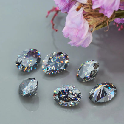 Grey Oval Cut Moissanites