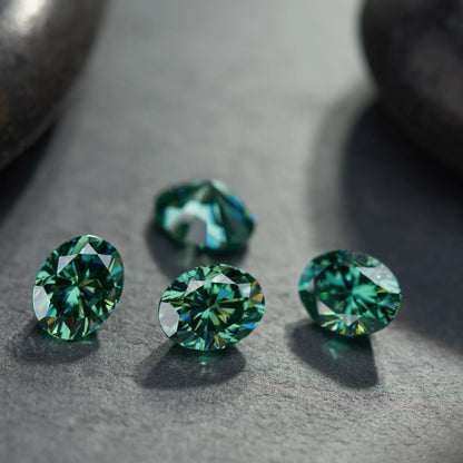 Green Oval Cut Moissanites