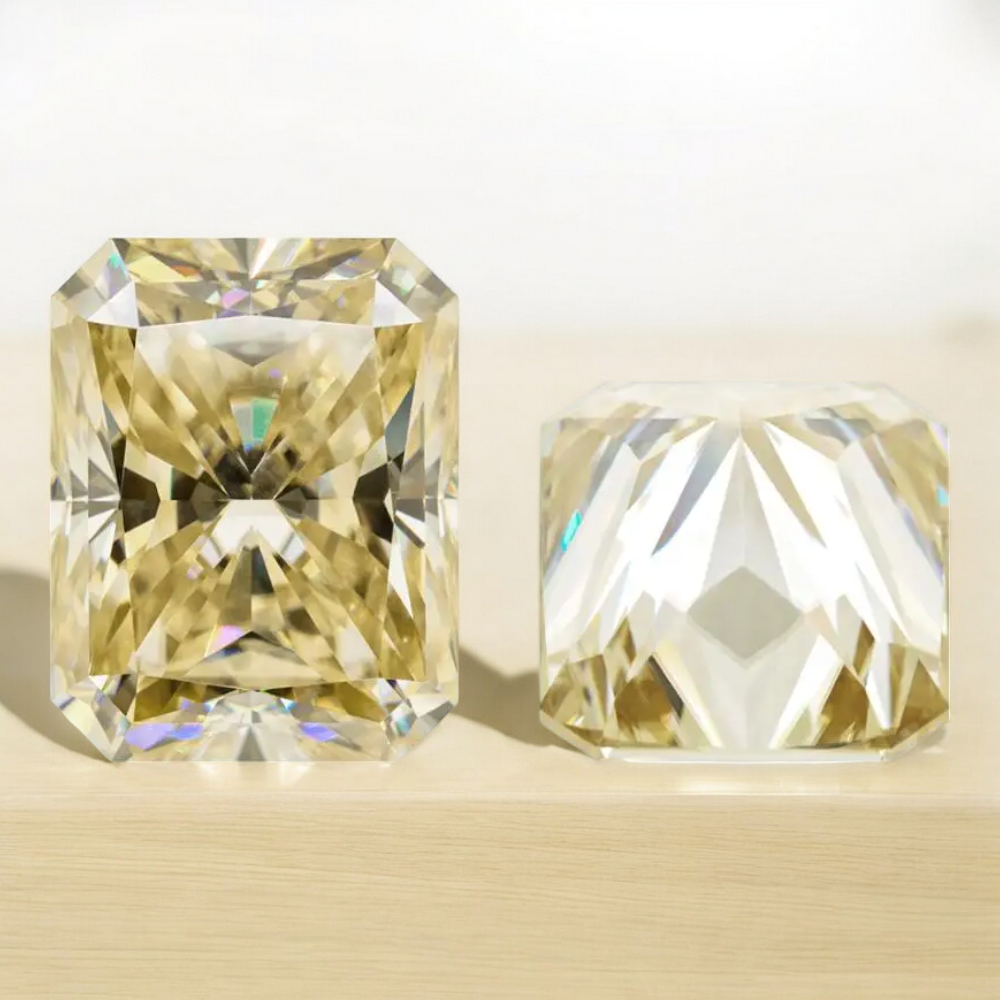 Champagne Radiant Cut Moissanites