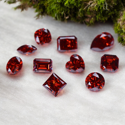 Pigeon Blood Red Cushion Cut Moissanites