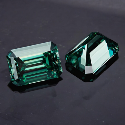 Emerald Green Emerald Cut Moissanites