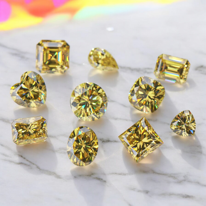 Sun Yellow Emerald Cut Moissanites