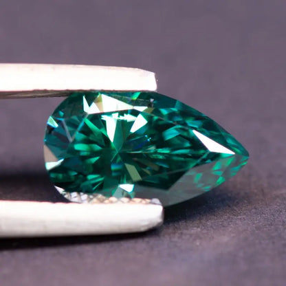 Emerald Green Pear Cut Moissanites