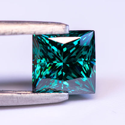 Emerald Green Princess Cut Moissanites