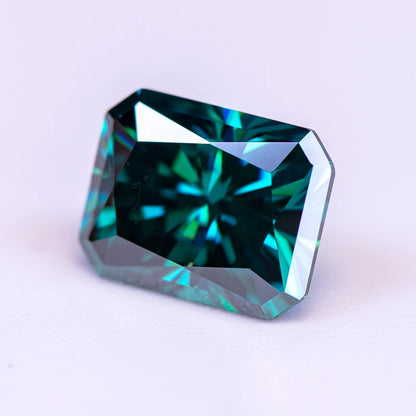 Emerald Green Radiant Cut Moissanites