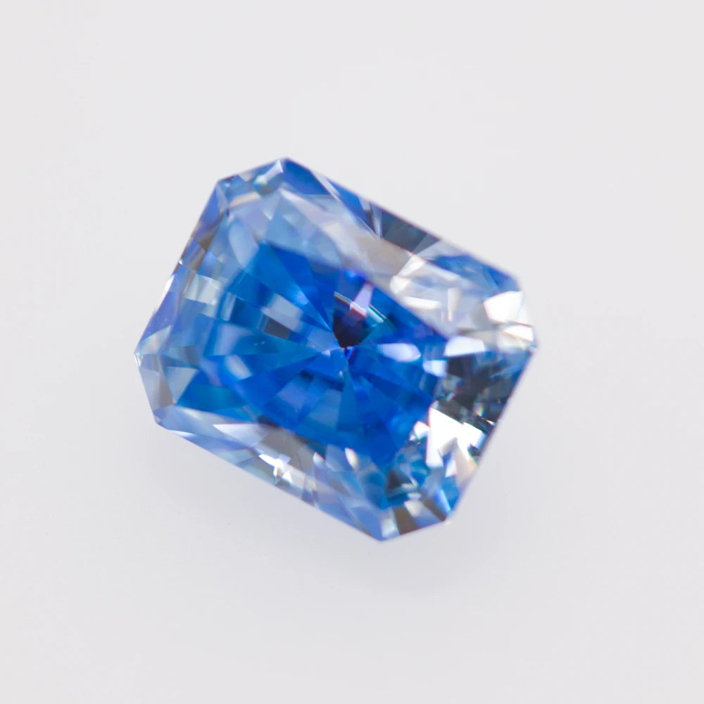 Cornflower Blue Radiant Cut Moissanites