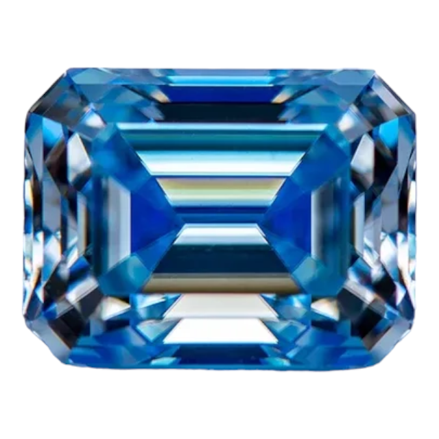 Sea Blue Emerald Cut Moissanites