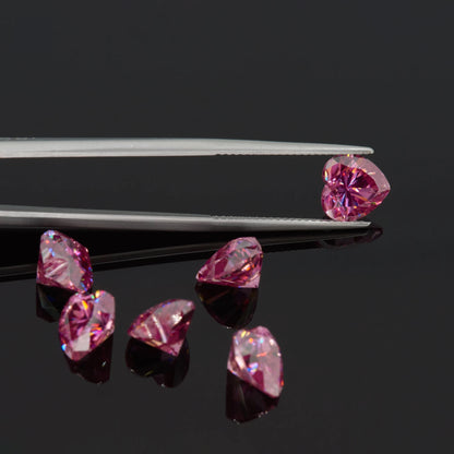 Vivid Pink Heart Cut Moissanites