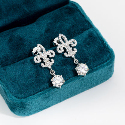 Ornate 6.5mm Moissanite Drop Earrings