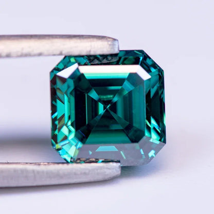 Emerald Green Asscher Cut Moissanites