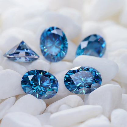 Cornflower Blue Oval Cut Moissanites