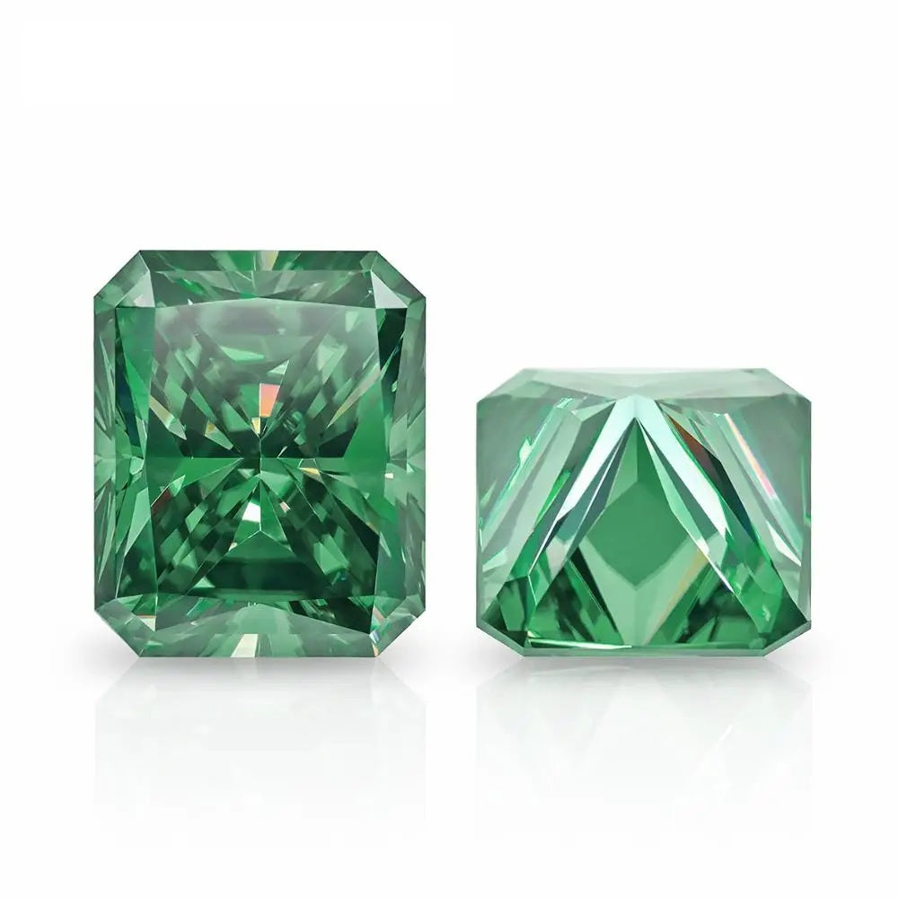 Green Radiant Cut Moissanites