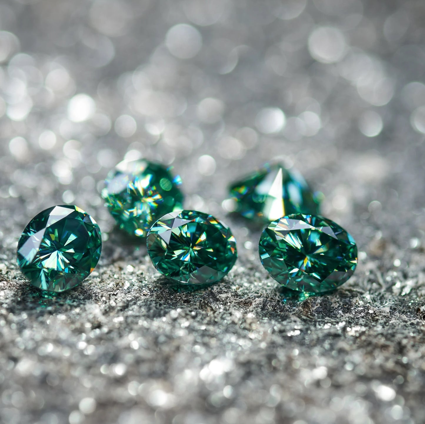 Green Oval Cut Moissanites