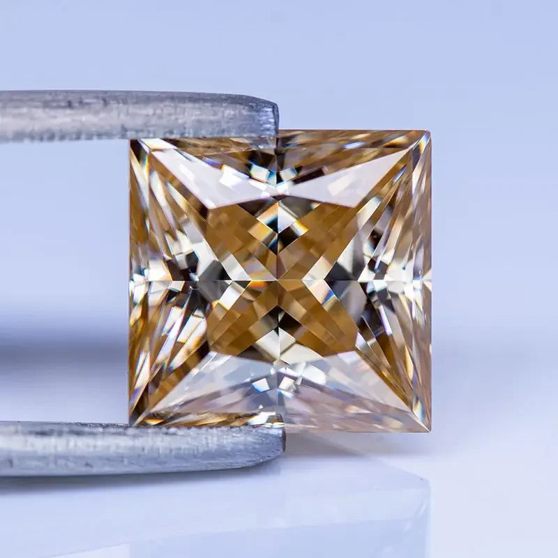 Champagne Princess Cut Moissanites