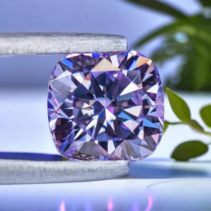 Lavender Purple Cushion Cut Moissanites