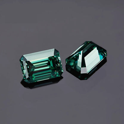 Emerald Green Emerald Cut Moissanites